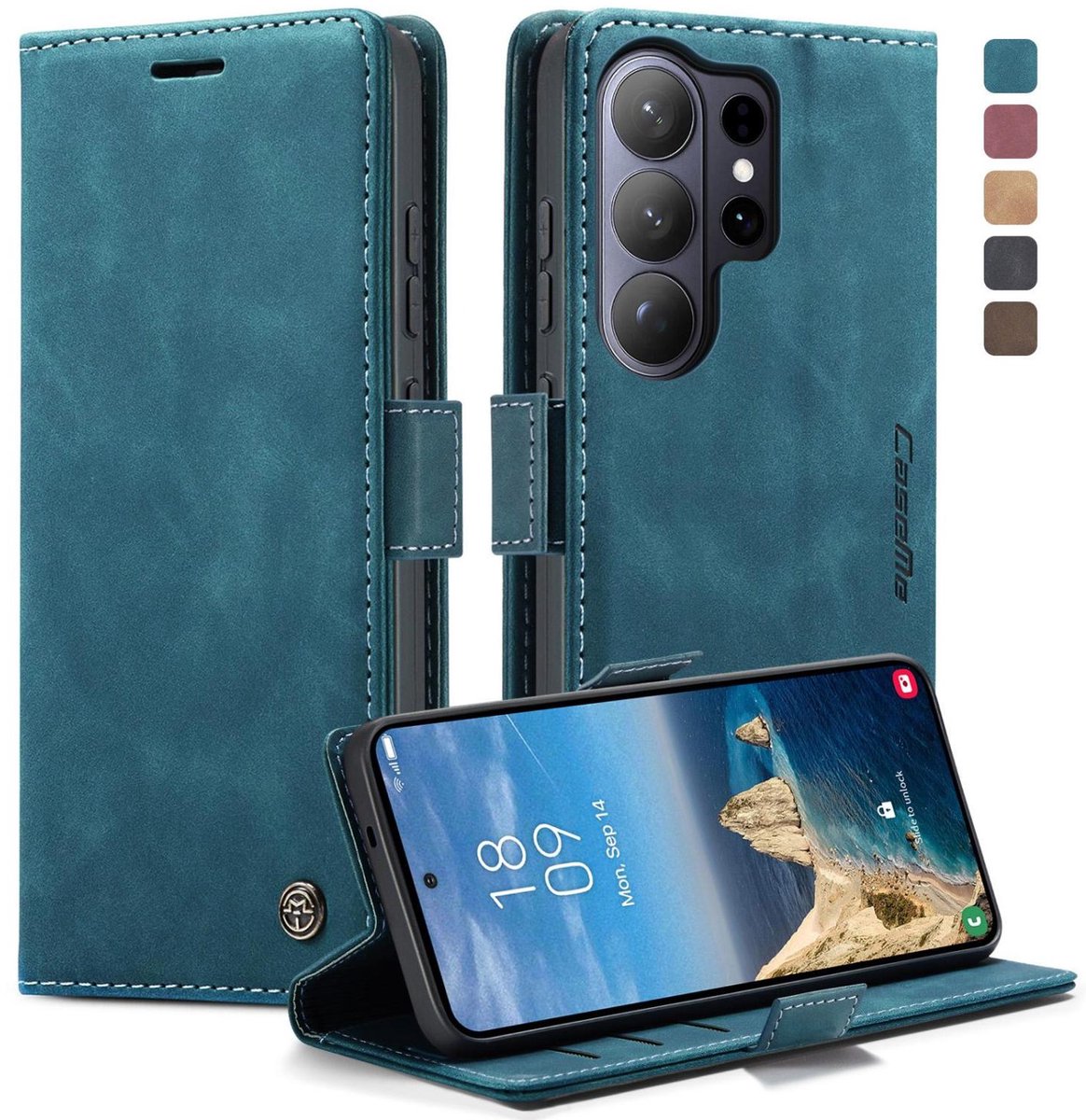 CaseMe Telefoonhoesje geschikt voor Samsung Galaxy S26 Ultra Hoesje | CaseMe 013 Bookcase Portemonnee | Pasjeshouder voor 2 Pasjes | Telefoonhoesje voor Pinpas / OV Kaart / Rijbewijs - Blauw