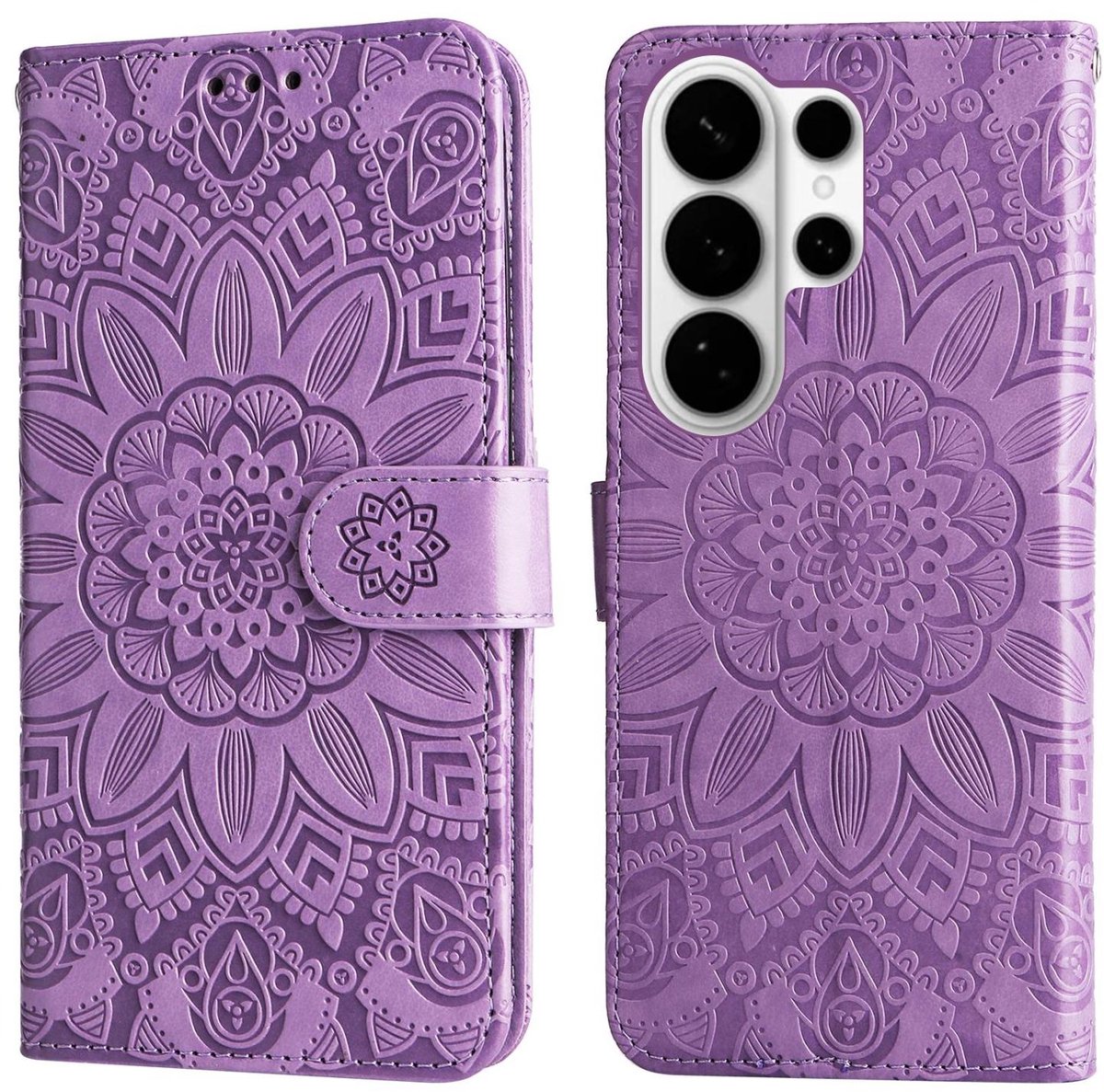 Mobigear Telefoonhoesje geschikt voor Samsung Galaxy S26 Ultra Hoesje | Mobigear Sunflower Bookcase Portemonnee | Pasjeshouder voor 3 Pasjes | Telefoonhoesje voor Pinpas / OV Kaart / Rijbewijs - Paars