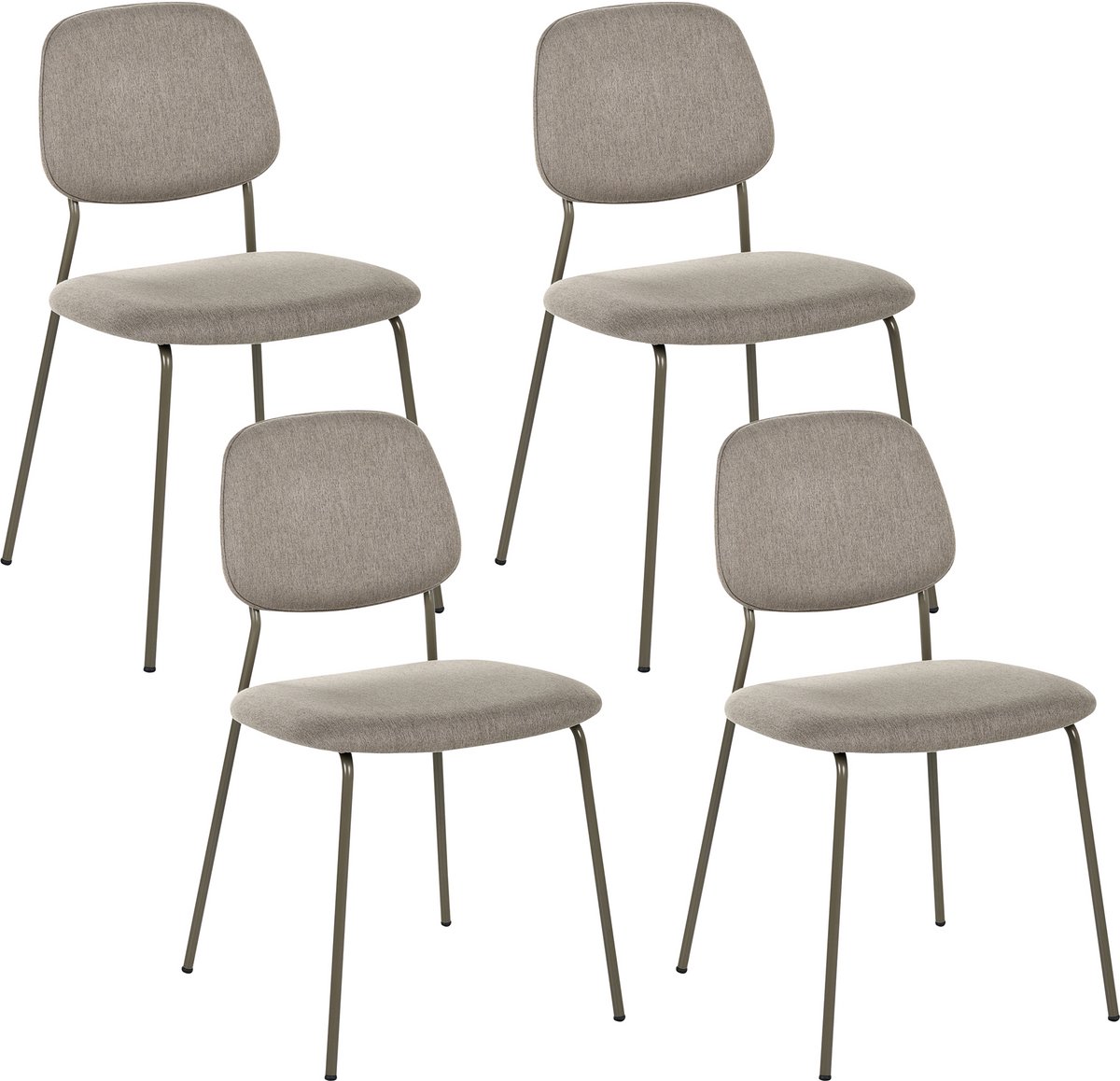 RILEY - Set van 4 eetkamerstoelen - Taupe - Polyester