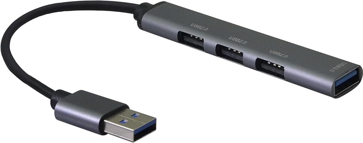 4-in-1 USB Hub: 1x USB 3.0 en 3x USB 2.0 Aansluitingen