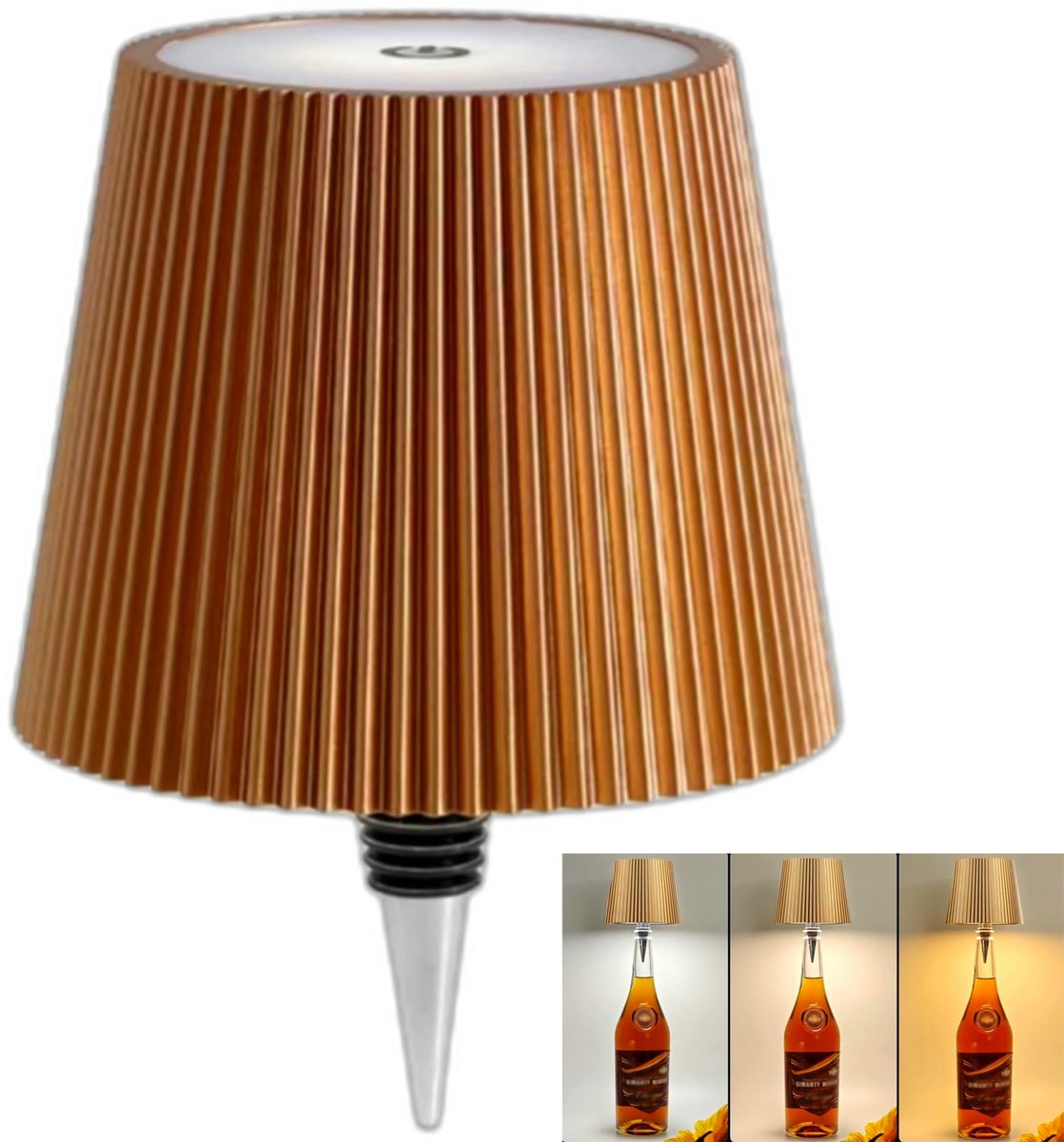 Draadloze fleslamp - 3-kleurige dimbare LED-tafellamp met aanraakbediening voor restaurants, huizen, bars, kantoren en Kerstmis