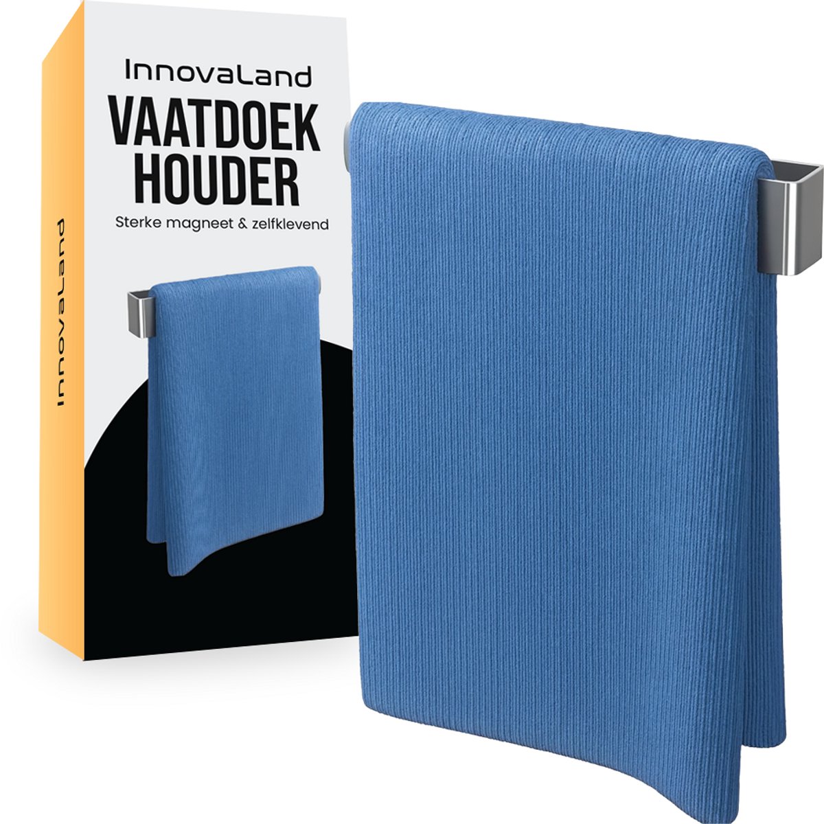 Innovaland - Vaatdoekhouder Magnetisch - Zilver- Aanrecht Organiser - Gootsteen Organiser - Keuken Accessoires - Keuken Organiser - Oganizer - Keuken Organizers Gootsteen - Magnetische Vaatdoekhouder - Gootsteenorganizers