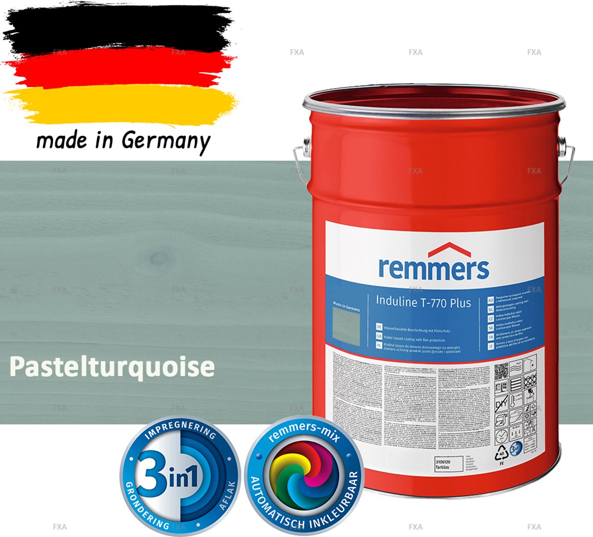 Remmers Induline T-770 PLUS Transparant – Pastelturquoise – 5 L – Opvolger GW 310 Houtbeits