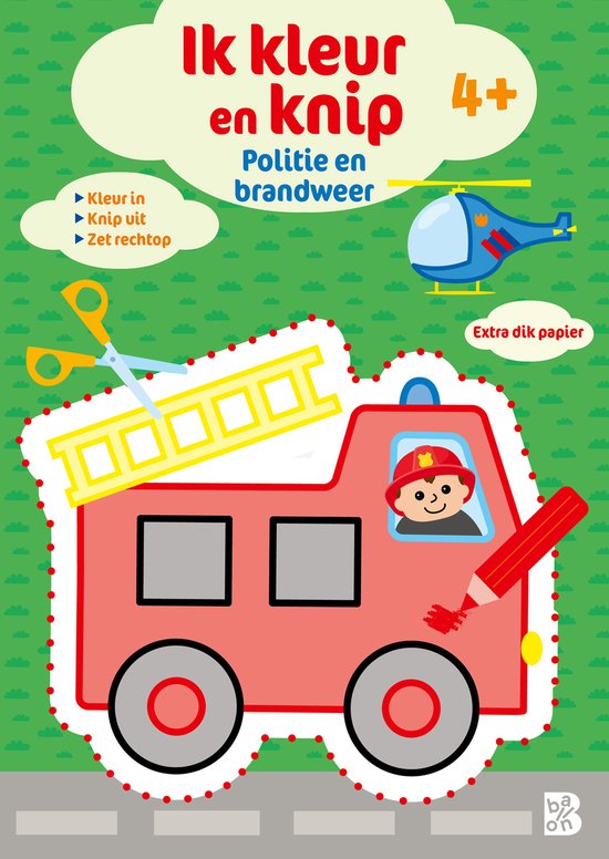 Ik kleur en knip 1 - Ik kleur en knip: Politie en brandweer - cover
