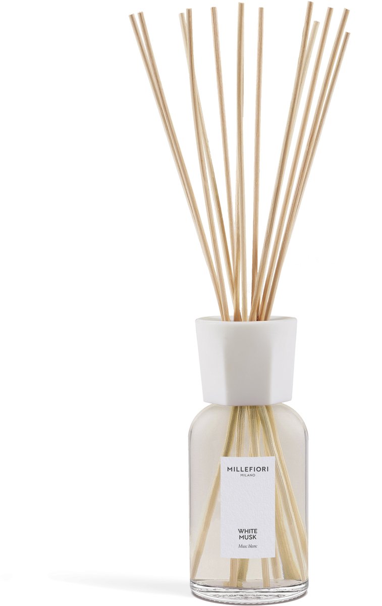 Millefiori Milano Geurstokjes 500 ml - White Musk - 9 tot 12 maanden Wit