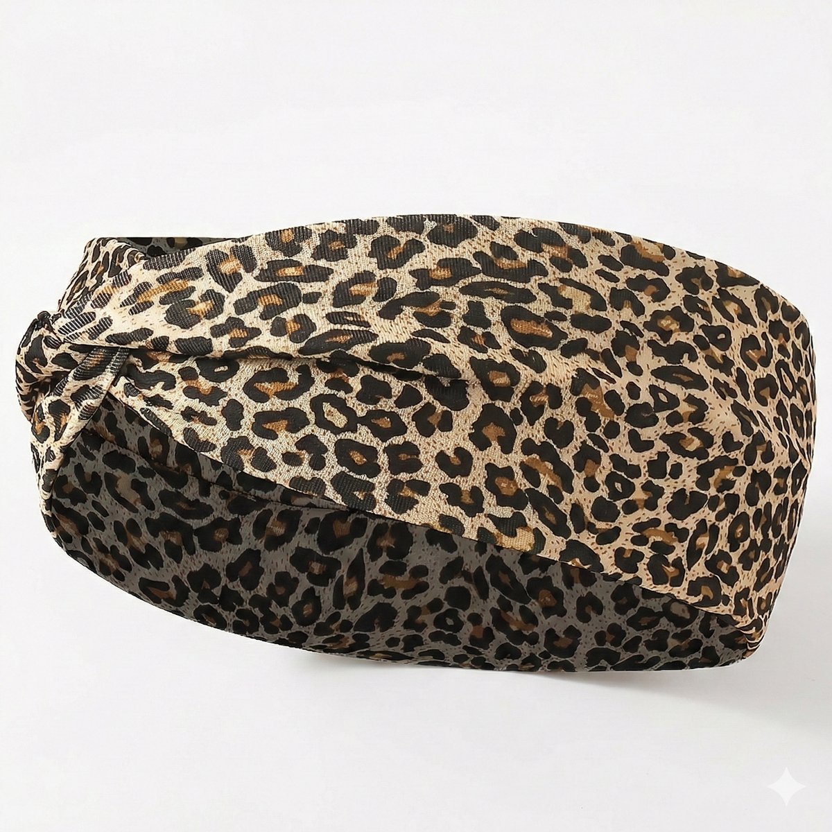 Panterprint elastische haarband met twistknoop voor dames – brede rekbare hoofdband – modieus en comfortabel haaraccessoire