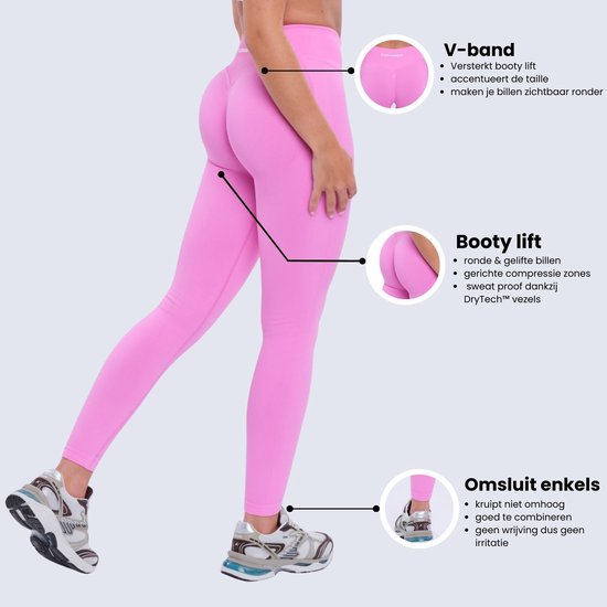 Euphoria Sportlegging Dames - Sportkleding Dames - Sportbroek Dames - Yoga Broek Dames - Roze - Maat M — afbeelding 2