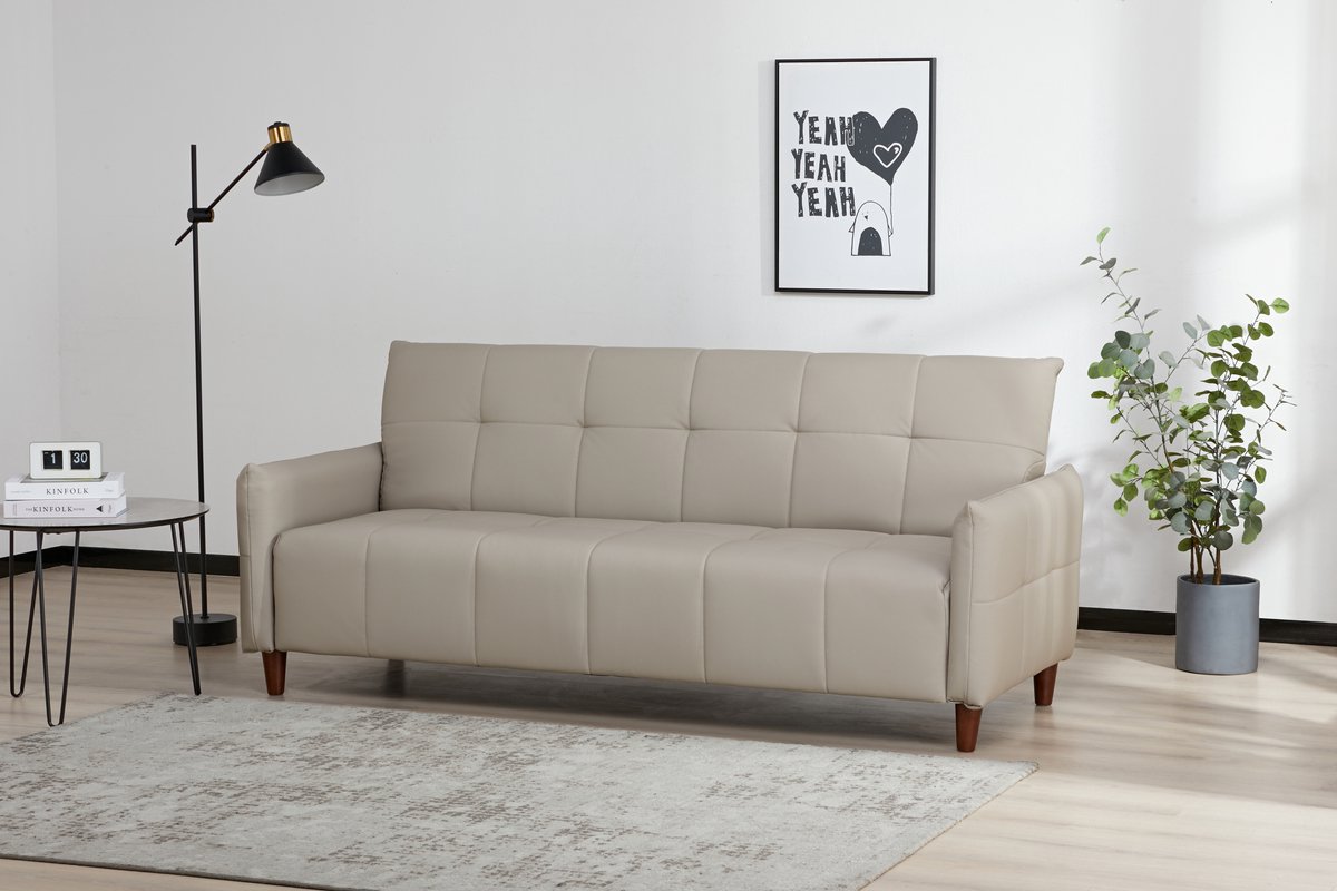 Sleepking - Slaapbank / Sofa Bed Levante - Taupe - 2 Persoons Met Opbergruimte