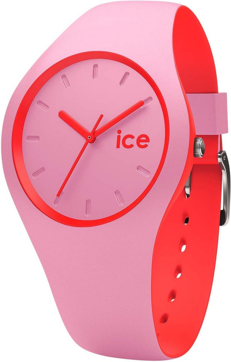 Dameshorloge Roze Rood Tweekleurig Siliconen Band Klein