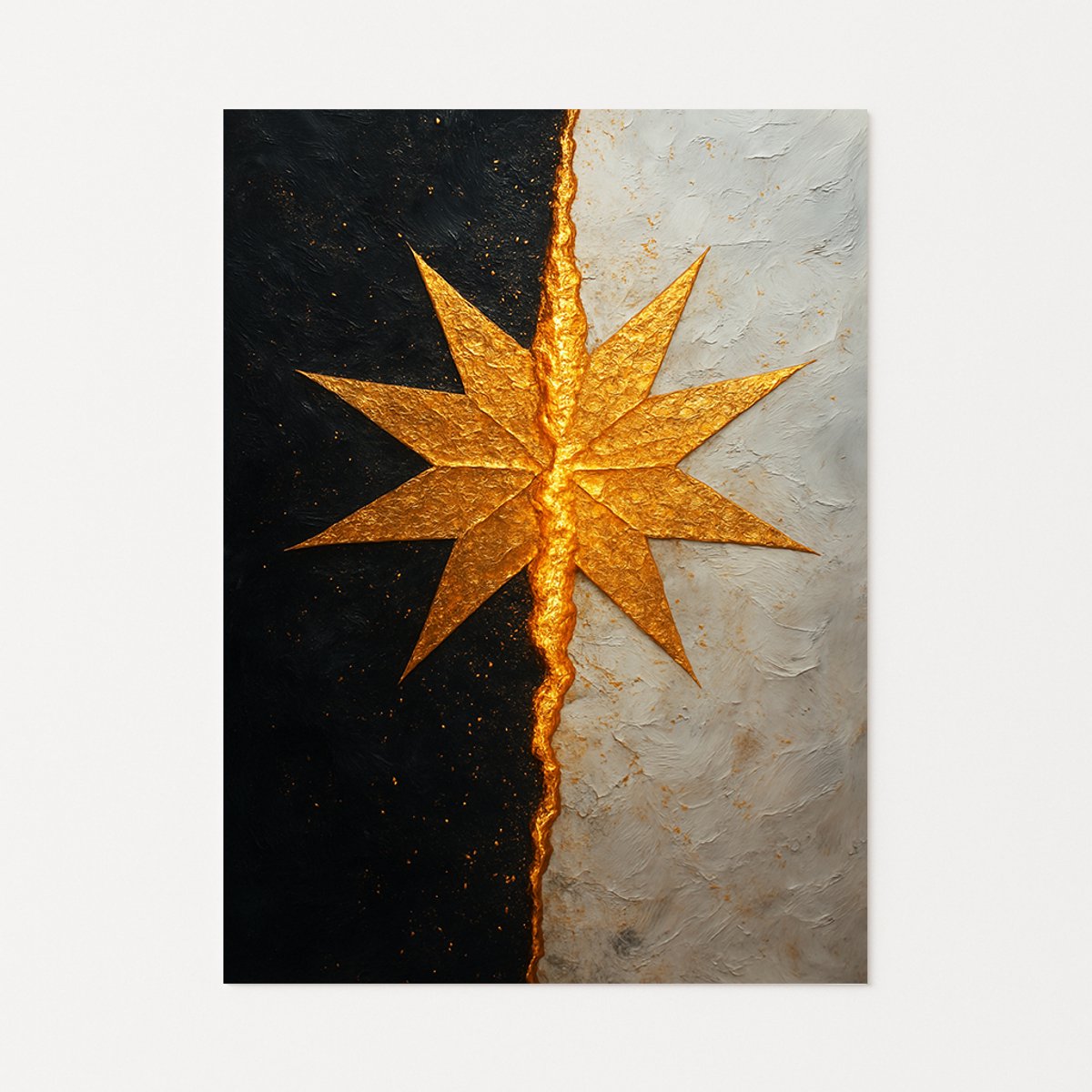 Gouden ster - Muurdecoratie modern - Poster - 60x90 cm