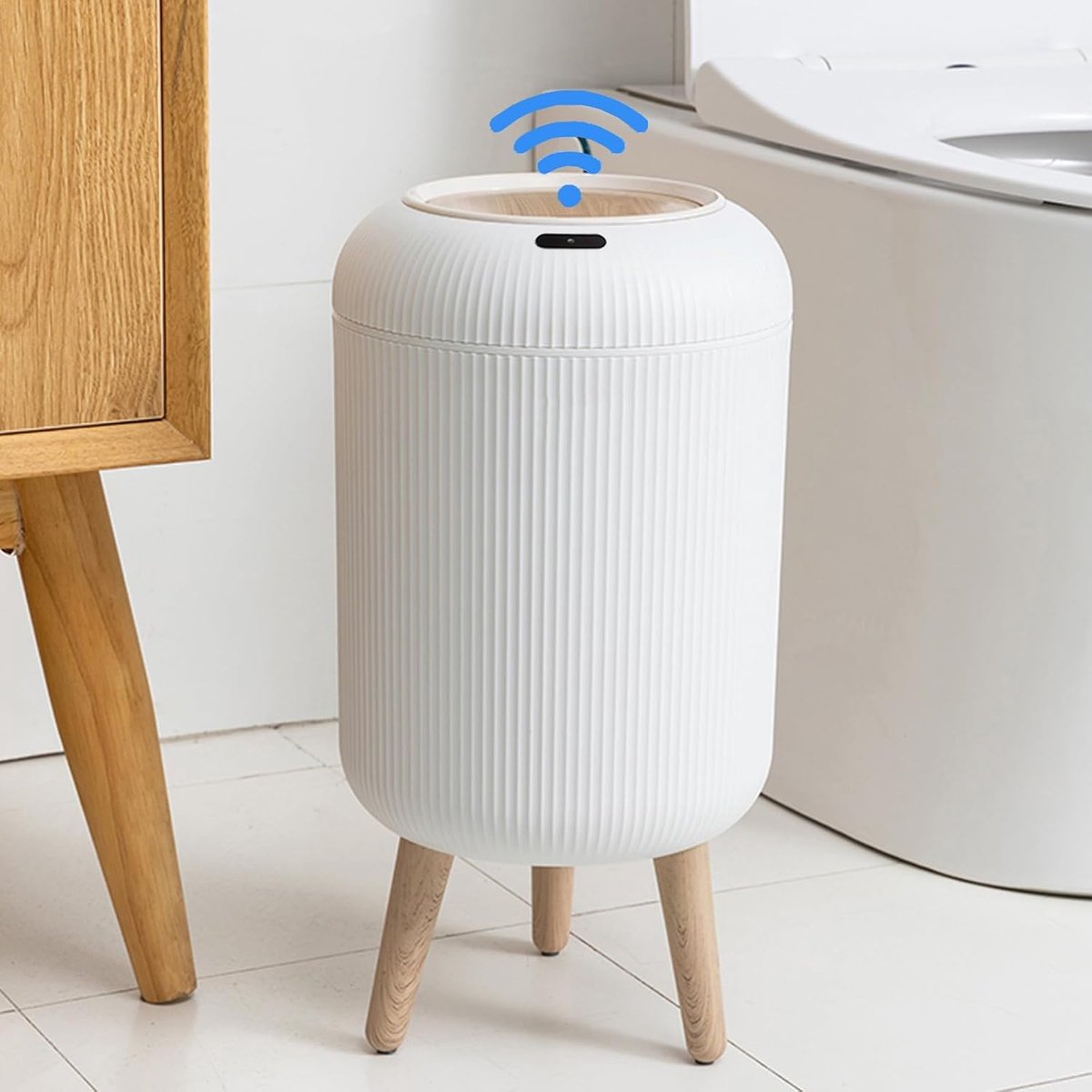 Automatische Sensor Afvalbak - 10 Liter Aanraakvrije Prullenbak met Deksel - Voor Badkamer, Keuken, Slaapkamer & Kantoor - Met Verwijderbare Standaard
