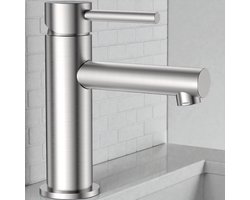 Auralum Max Wastafelkraan - Badkamerkraan - Warm & koud waterkraan - Keramisch ventiel - Bubbelaar - Hoogte uitloop 90mm - RVS - Waterbesparend - Chroom