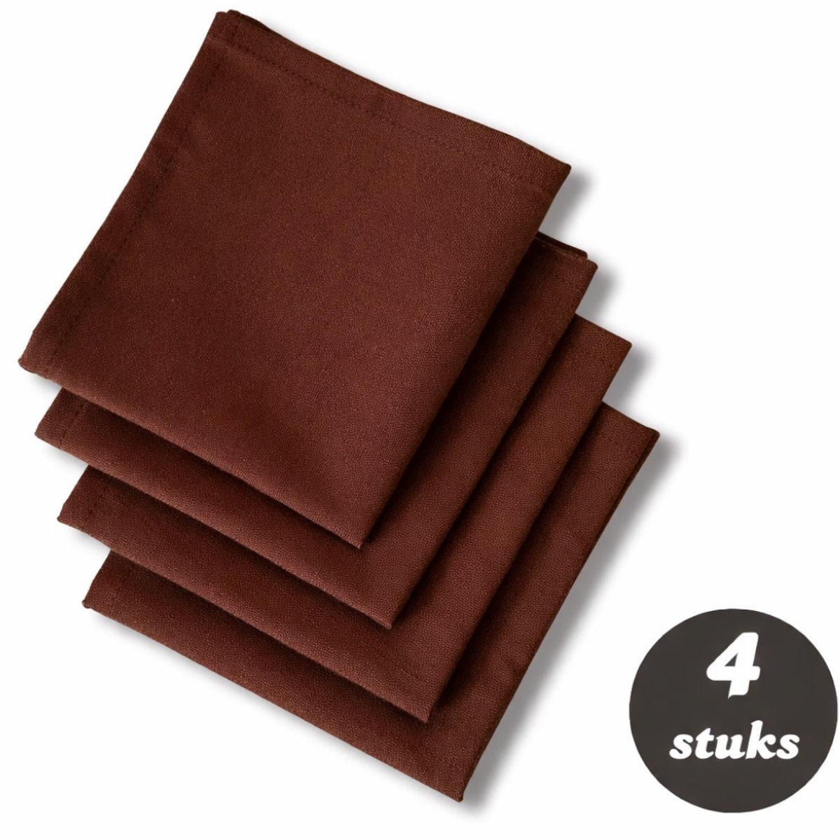 Tavas Servetten - 30 x 30 cm - Set van 4 stuks - Bruin - Katoen