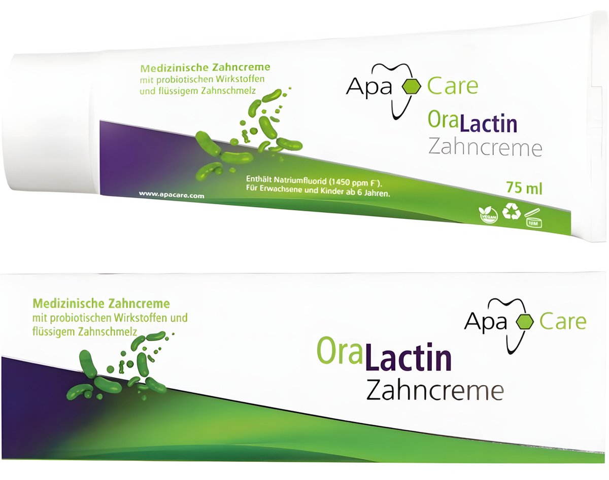 ApaCare OraLactin Tandpasta 75 ml – 1450 ppm Fluoride – Hydroxylapatiet – Remineralisatie & Plaque-bescherming