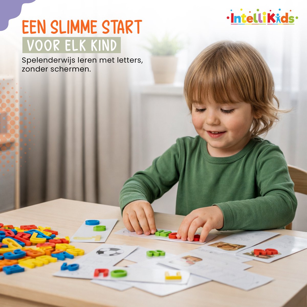 IntelliKids – Word een Spellingwonder | Leren Spellen & Lezen | Montessori Spellingsspel met Houten Letters | Educatief Alfabet Speelgoed 3 Jaar+ — afbeelding 3