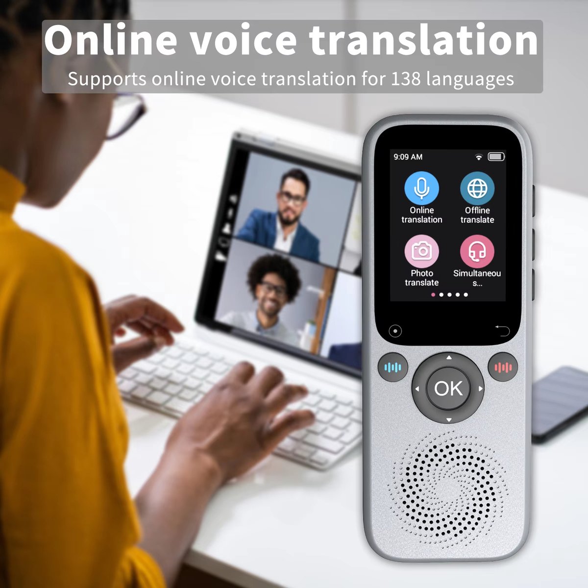 Weij Services AI Taalvertaler Draagbaar met Opnamefunctie - afbeelding 2
