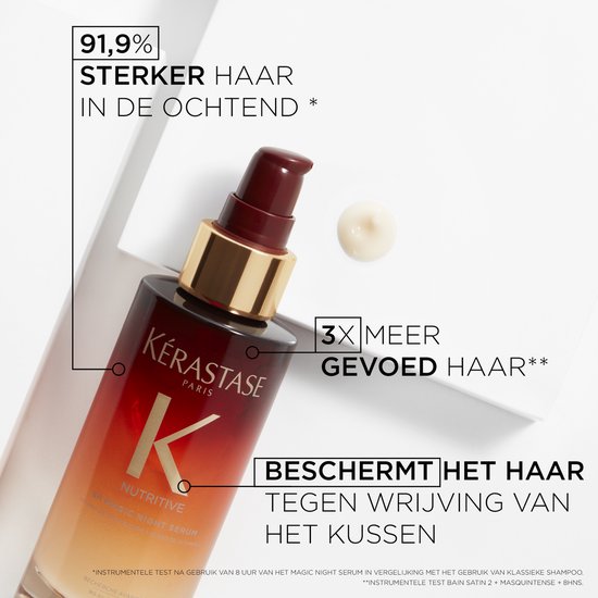 Kérastase Nutritive 8H Magic Night Serum - Leave-in - Voedend Haarserum - Versterkt, Hydrateert - Droog Haar - 90ml + Satijnen Scrunchie Cadeau