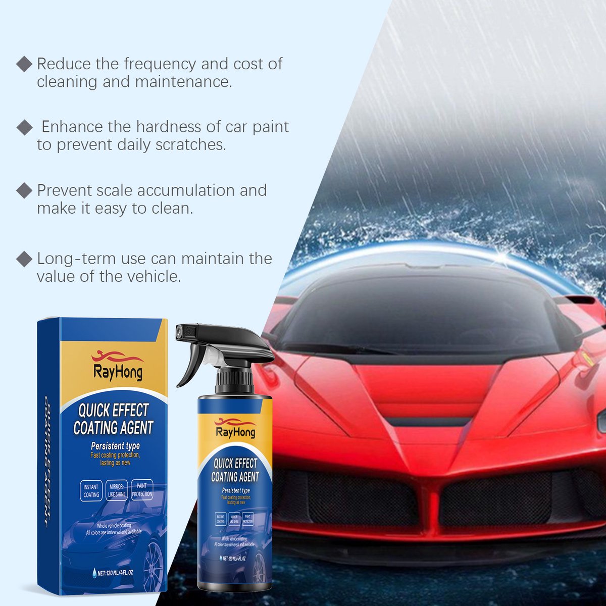 TLVX Top Kwaliteit Auto Coating Spray Fles 120ML / Exterieur en Interieur Car Polish / Langdurige Autolak Glans Bewerking / Lichte Krassen Verwijderen / Car Wax / Voertuig Reinigen / Vuilafstotend & Waterafstotend / Keramische Nano Coating Automotive