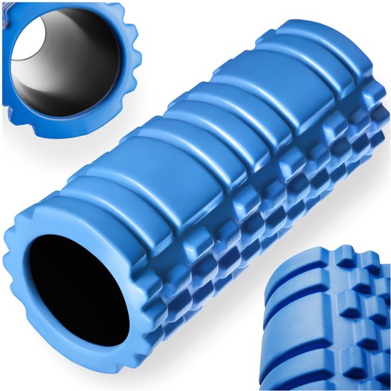 tectake® Foam Roller - Yoga & Fitness Massage Roller - Fascia Roller - 33,5 x ⌀14.5 cm - Massageroller - Zelfmassage en behandeling van bindweefsel - Triggerpoint Foamroller - Blauw