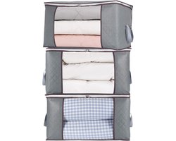 Drie opbergtassen met ritssluiting, geschikt voor het opbergen van extra grote donzen dekbedden, kussens, quilts, beddengoed, kleding en dekens.