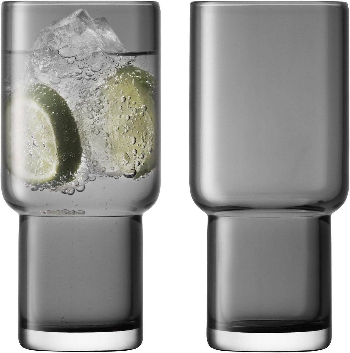 Set van 2 Hoge Longdrinkglazen 390ml Grijs - Moderne Cocktailglazen