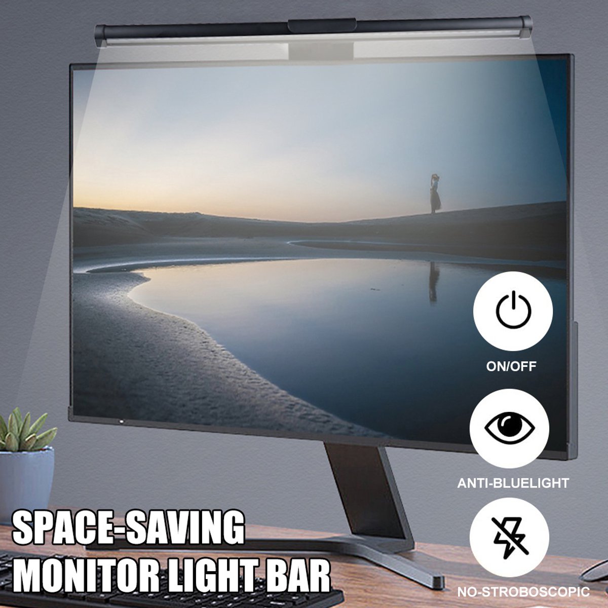 Monitor lamp-Monitor light-57 cm dimbare LED-displaylamp-Vrije controle over de helderheid - met draaiknopafstandsbediening, USB-voeding, niet-verblindend - oogvriendelijke monitorverlichting bureaulamp thumbnail 7