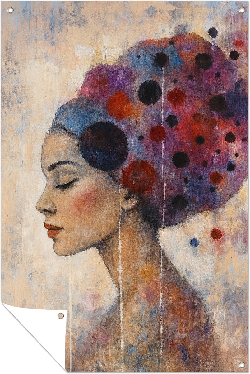 Dromende profielvrouw - Weerbestendige poster - Tuinposter - 30x45 cm