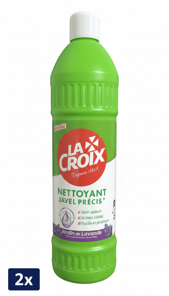 2 x LA CROIX Bleekwater Gel Lavendel 750 ml – Javel Nettoyant & Désinfectant – Krachtige Reiniging met Frisse Lavendelgeur