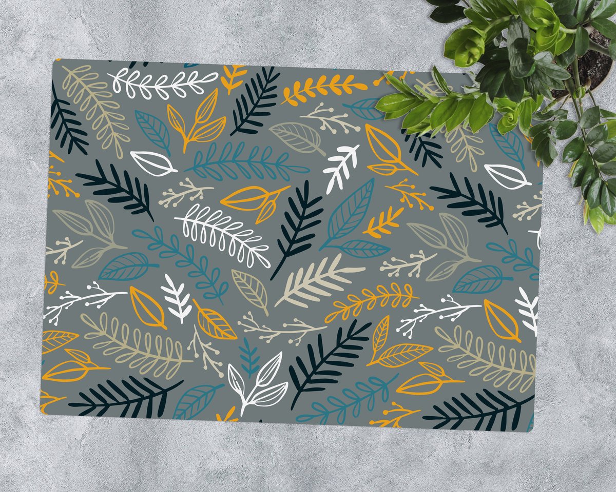 Coloray Vloerbeschermer - Bladeren en takjes Vloerbeschermer Bureaustoel - 100x70 cm - Veelkleurig Vloerbeschermer Groot - Vloerbeschermer Bureaustoel Tapijt - Mótif Vloerbeschermer - Rechthoekige Mat - Natuur Thema