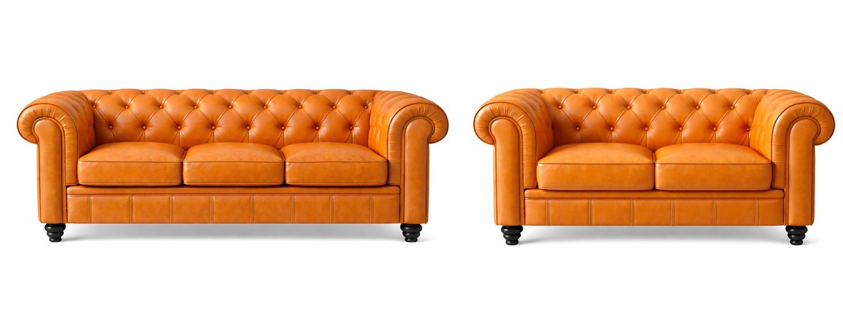 Chesterfield Banken Set - Leder - 2 & 3 Zits - Cognac - Oker geel - Design