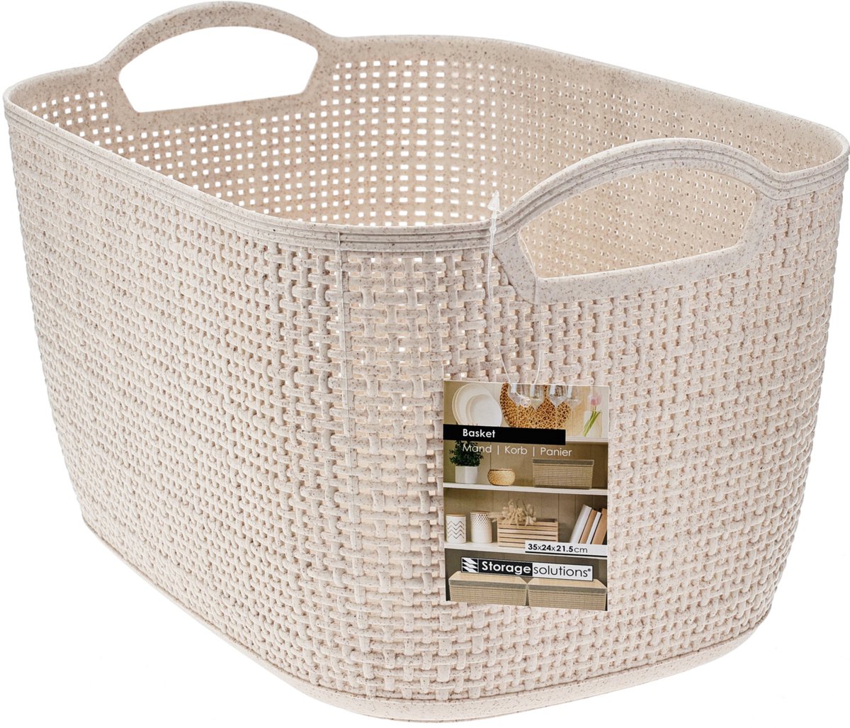 Opslagoplossingen plastic opbergmand - 35 x 24 x 21,5 cm, beige