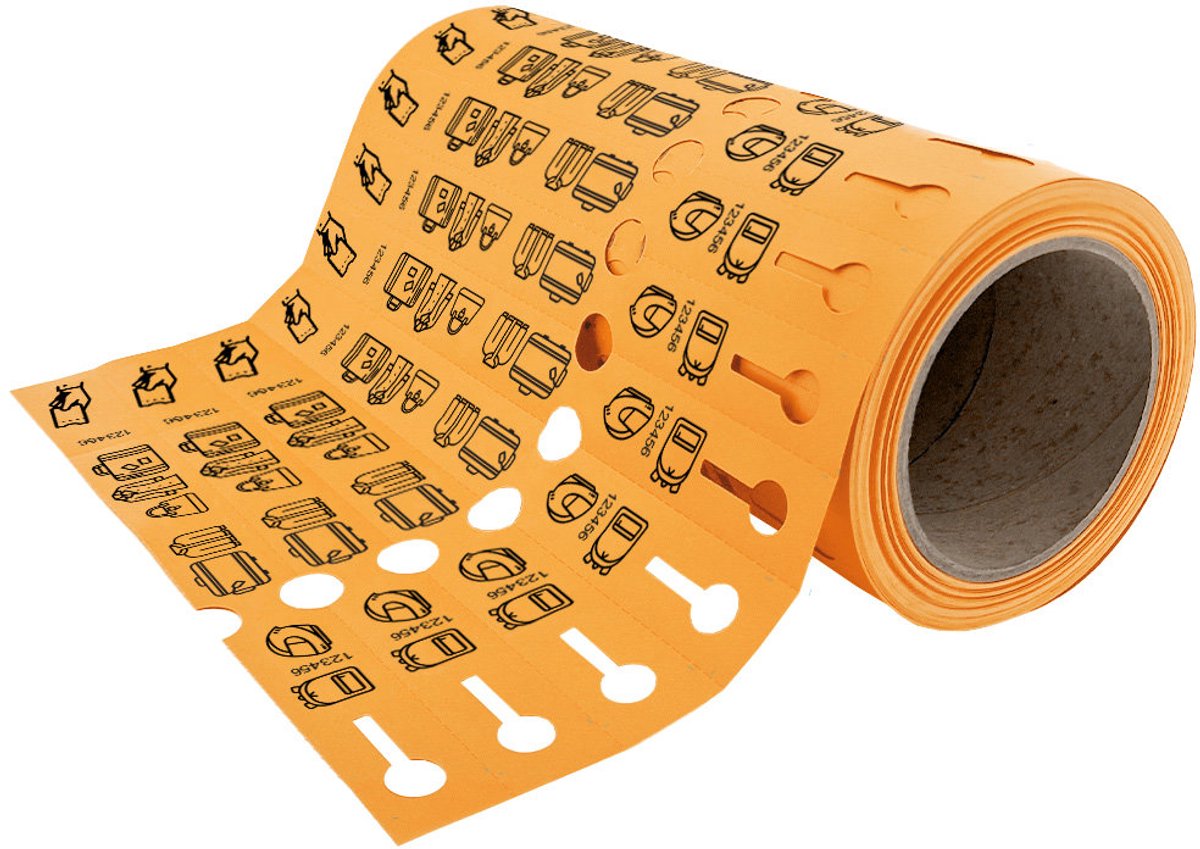CombiCraft kunststof bagagelabels 250x25mm op rol oranje - per 500 labels