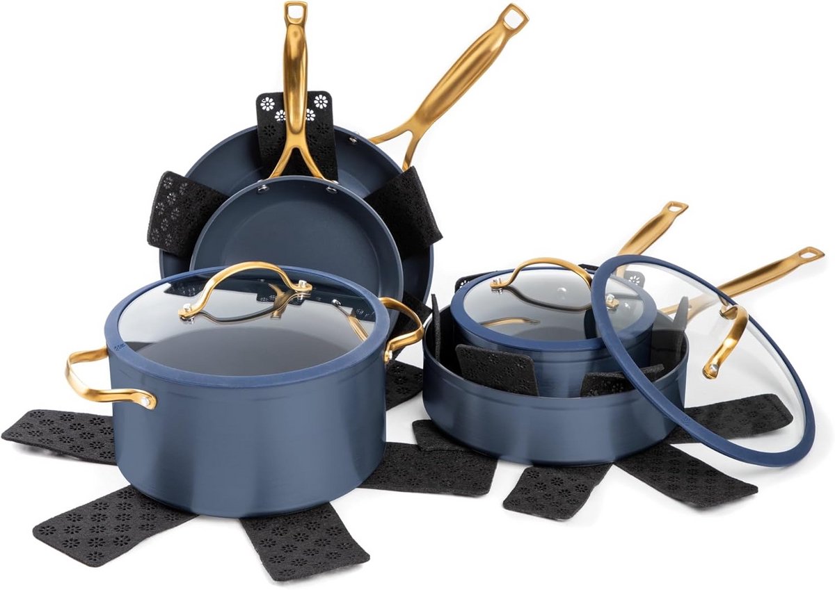 12-delige Antiaanbak Kookgerei Set - Complete Pan & Potten Set