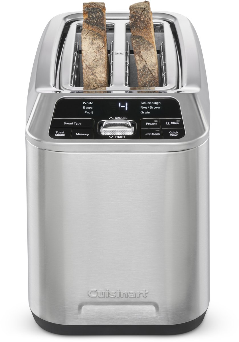 Cuisinart SmartElite Metalen Broodrooster voor 2 Sneetjes - Digitaal Gemotoriseerd - Extra Brede Sleuven - 6 Broodsoorten - 7 Bruiningsniveaus - Denim