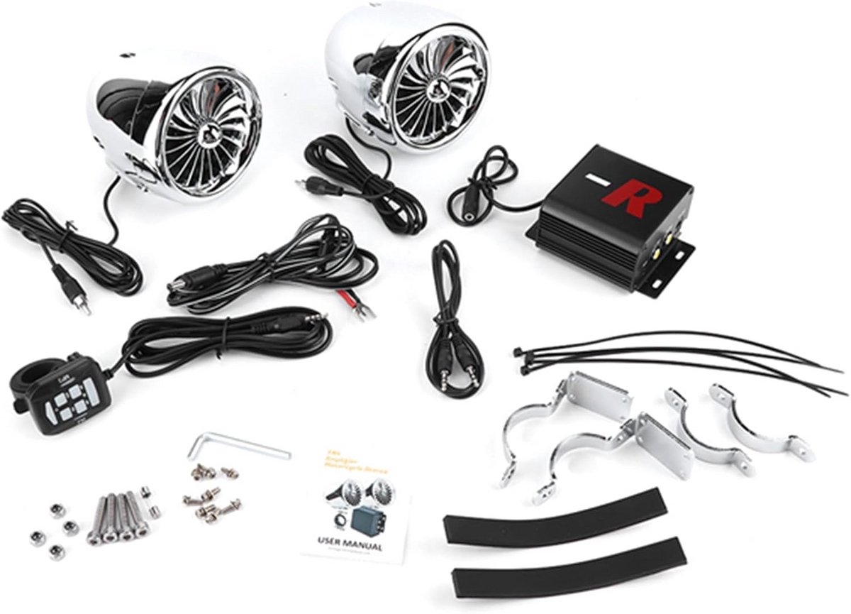 Waterdichte 4-inch ATV Motorfiets Bluetooth Speaker met 300W Versterker - Chroom