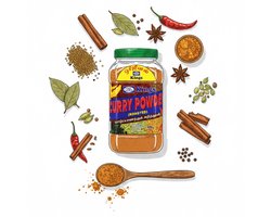 Geroosterde Currypoeder - 900g - Premium Kwaliteit - Ambachtelijk Geroosterd Kerrie Poeder voor Intense Smaak en Aroma - Grootverpakking - Ideaal voor Curry, Vlees en Vegetarische Gerechten met Kajal Sticker