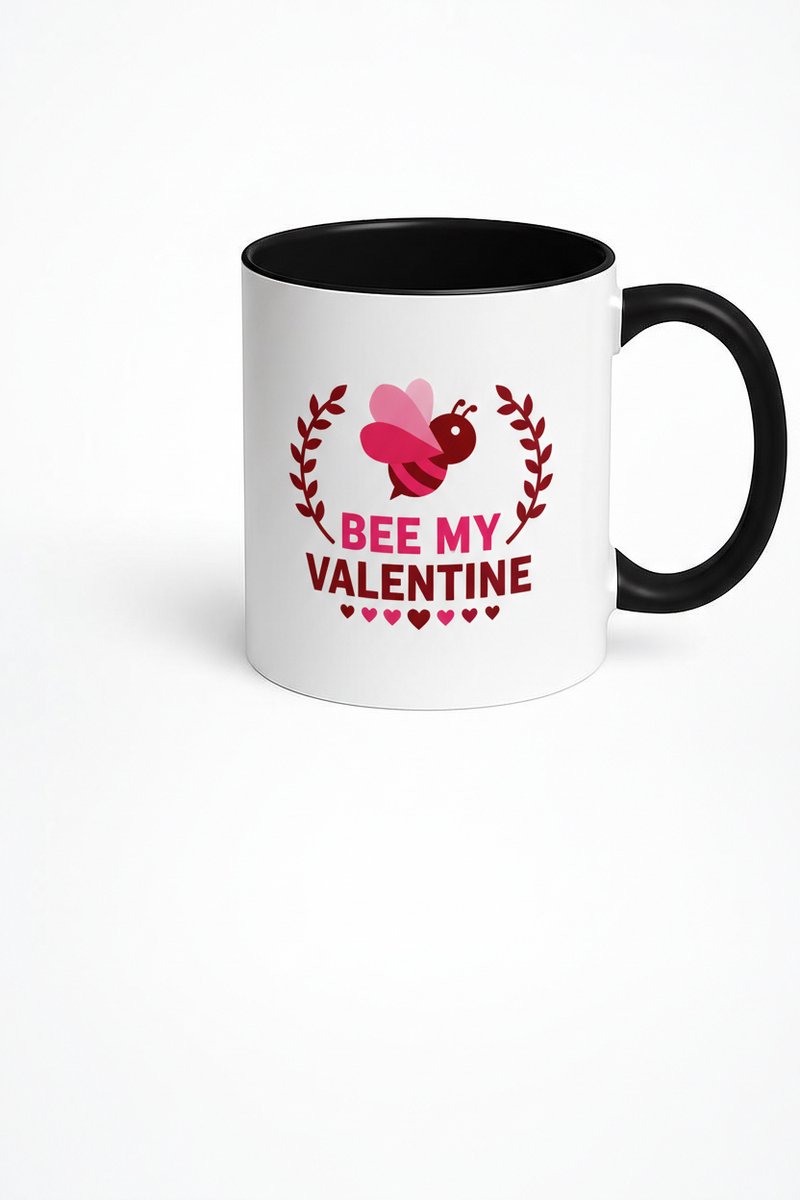 Valentijn Mok 'Bee My Valentine' - Lieve Bijen Beker met Harten - Romantisch Cadeau