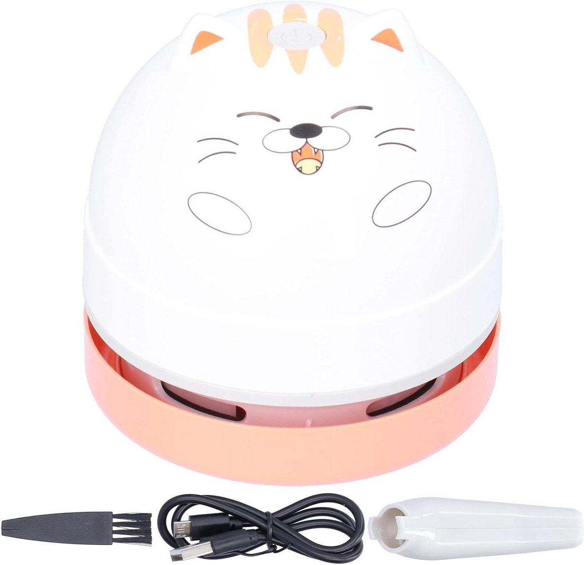 Allecto - Desktop Stofzuiger - Mini - USB Opladen - Draadloos - 360 ° Draaibaar - Thuiskantoor - Kat - Animal Design - Tafel Stof Veegmachine