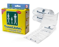 TravelJohn Plaszak - 3 stuks - 800 ml - Lekvrij & Geurloos - Unisex Wegwerp Urinaal - Reis toilet - Noodtoilet - PET