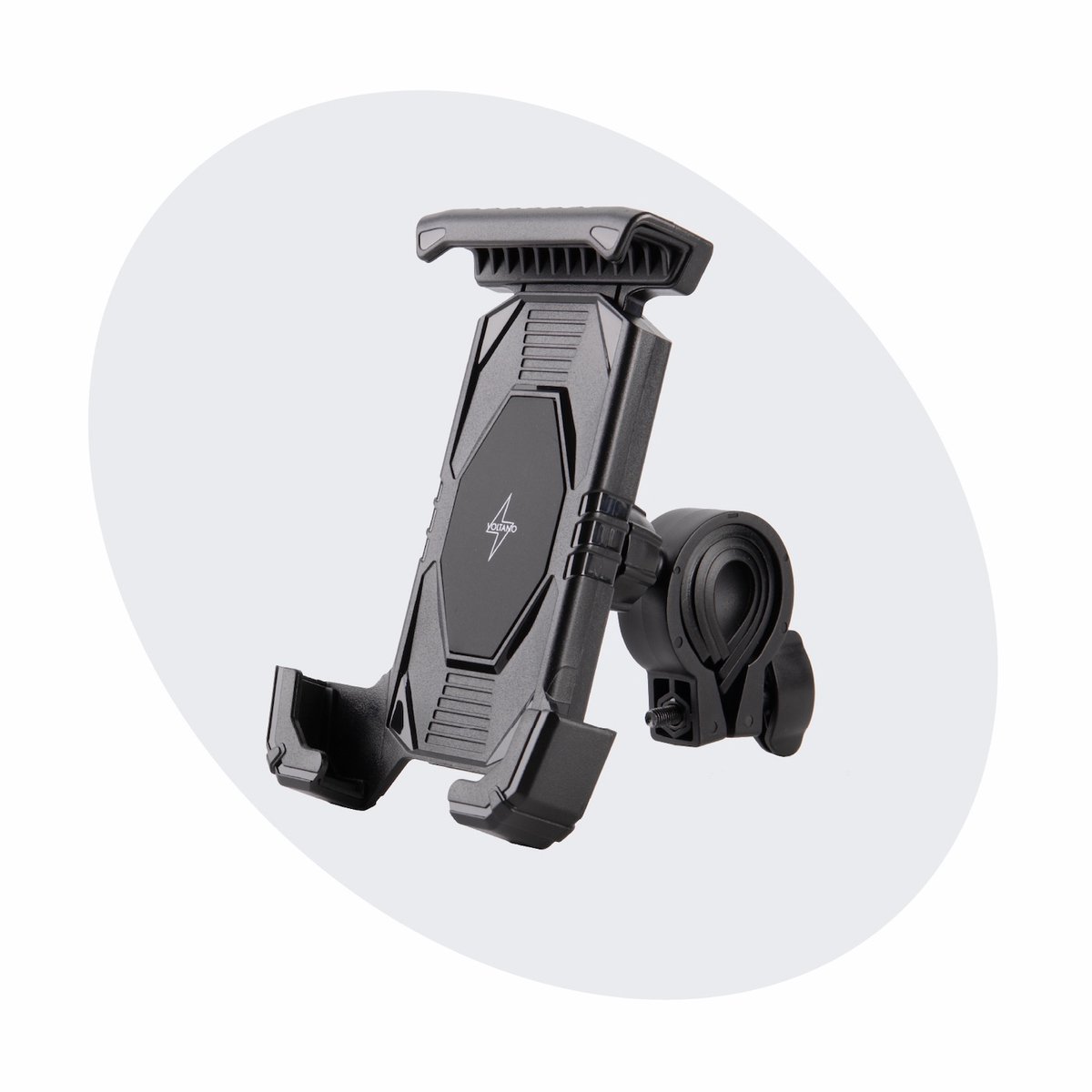 Voltano Slim Universele Telefoonhouder Fiets, Motor, Scooter - Zwart - Stevige Grip Op Alle Hoeken - 360 Graden Draaibaar - Smartphone GSM Mobiel Houder - Phone Holder Bike