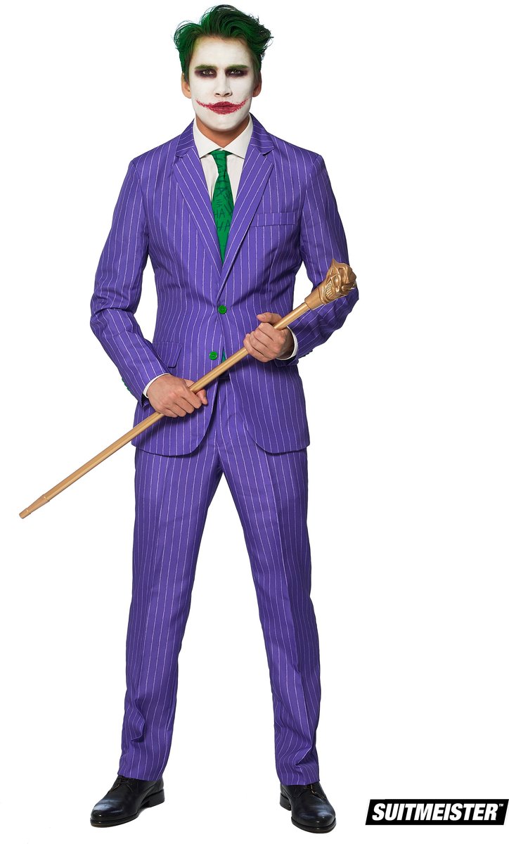 Suitmeister The Joker - Heren Pak - Halloween Kostuum - Verkleedkleding - Carnavalskleding - Batman DC Comics - Paars - Maat L