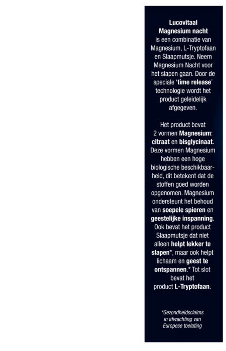 Lucovitaal Magnesium Nacht 30 tabletten — afbeelding 2