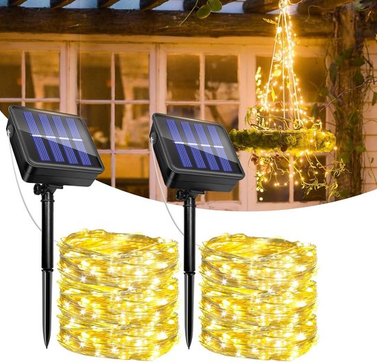 Zonne-energie Lichtketting Voor Buiten - 10m, 100 LEDs, Kleurrijk, 8 Modi, Timer (3/5/8 Uur), Afstandsbediening, IP44 Waterdicht, USB-oplaadbaar - Perfect Voor Tuin, Balkon, Bruiloft En Kerst