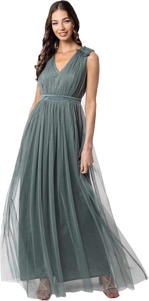 Elegante Maxi Jurk met Ruches Schouderdetail voor Dames