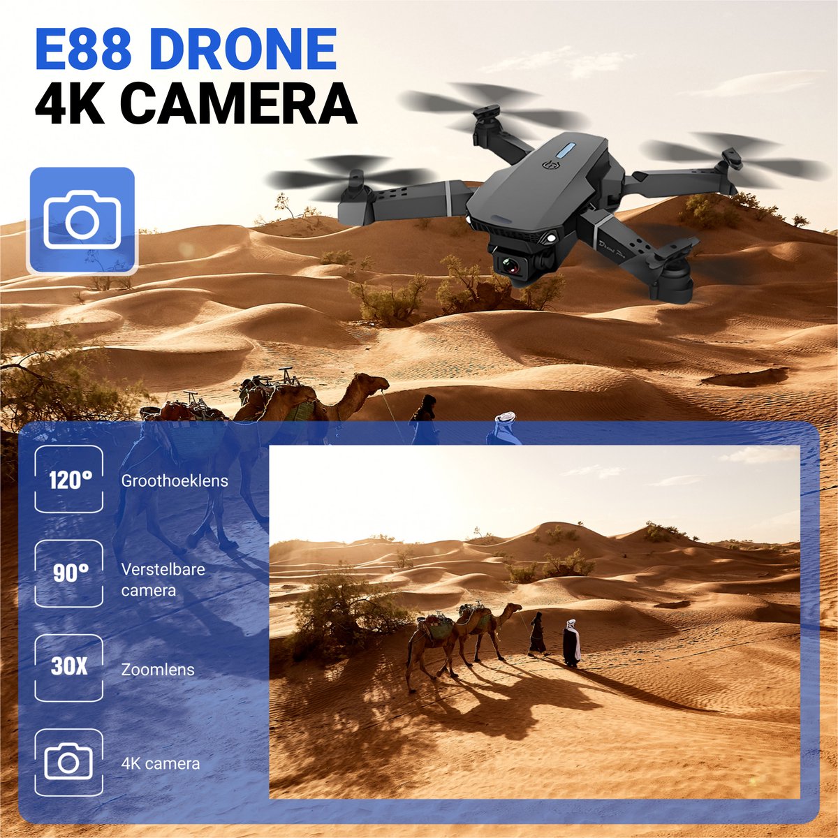 HAWX Drone - Drone met 4K Camera - Mini drone - Voor Kinderen/Volwassenen - Drones - Tot 90 Minuten Vliegen - Incl. 3 Batterijen, Opbergtas, Landing Pad thumbnail 3