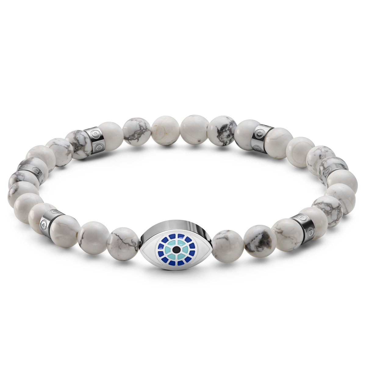 Evil Eye | Zilverkleurige Kralenarmband van Howliet