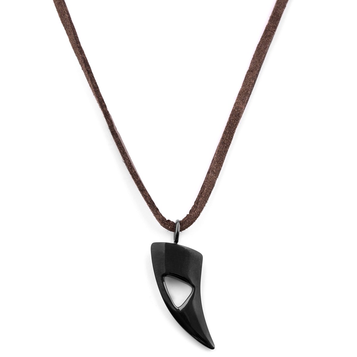 Zwarte Leren Iconic Ketting met Hanger met Uitsparing