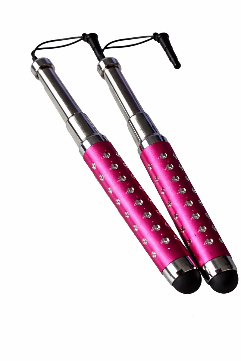 2 stuks Uitschuifbare Touch Pen / Touchstift / Universeel / Compacte Stylus Pen / Touchscreen Pen / Tablet & Telefoon Touch Stift - Roze