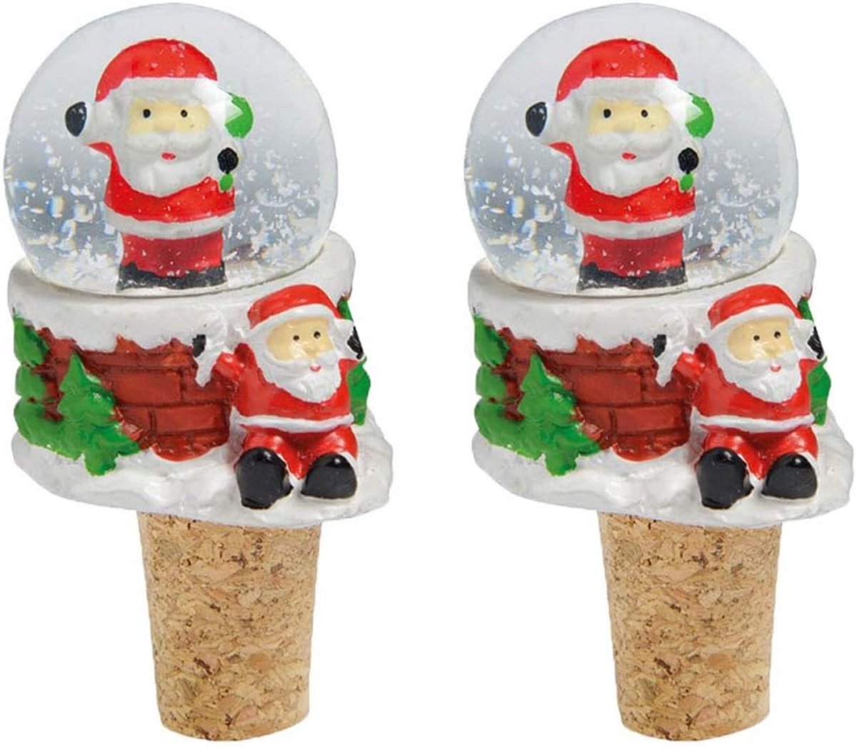 Set van 2 Wijnflessenstoppers met Feestelijk Kerstmotief