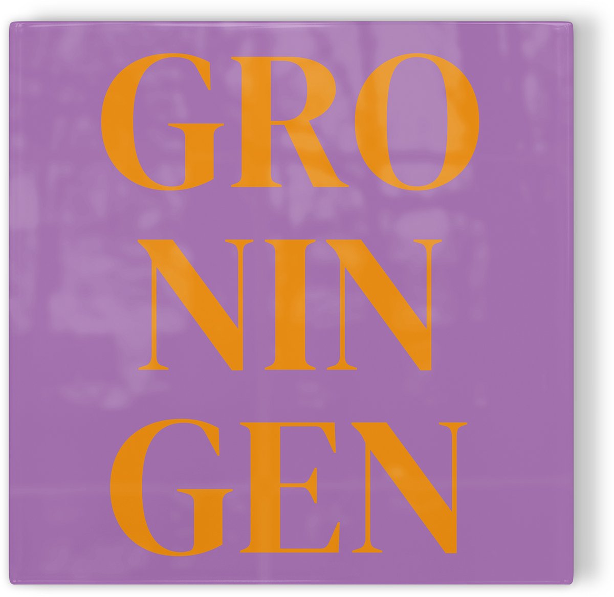 Tegeltje Groningen - paars oranje - tegeltje stad - tegeltje met tekst